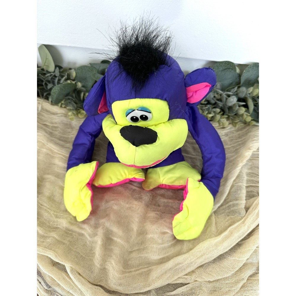 PUFFALUMP Chattering Chimps Fisher price Purple Yellow Monkey 1994 Retro Toy VTG - Picture 2 of 8